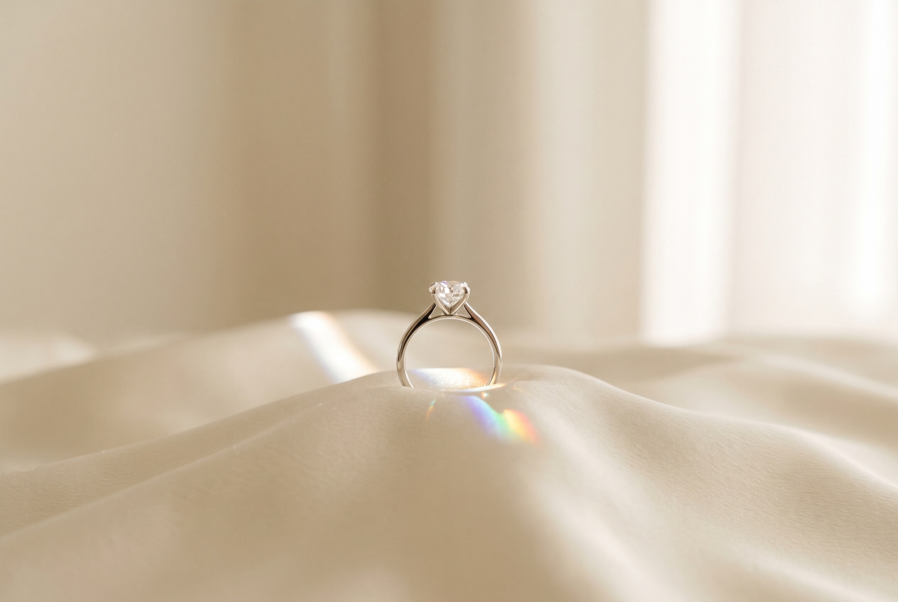 Bague solitaire posée sur un baguier de joaillier